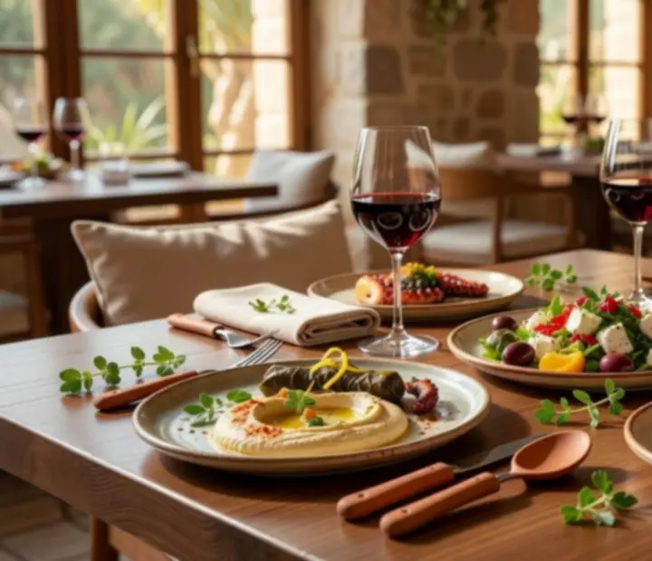 Platos de cocina ibérica servidos en cerámica artesanal sobre mantel blanco